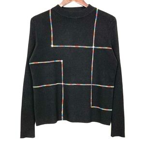 Vintage Embroidered Spun Silk Sweater Women’s Size XL Rainbow Embroidered Retro